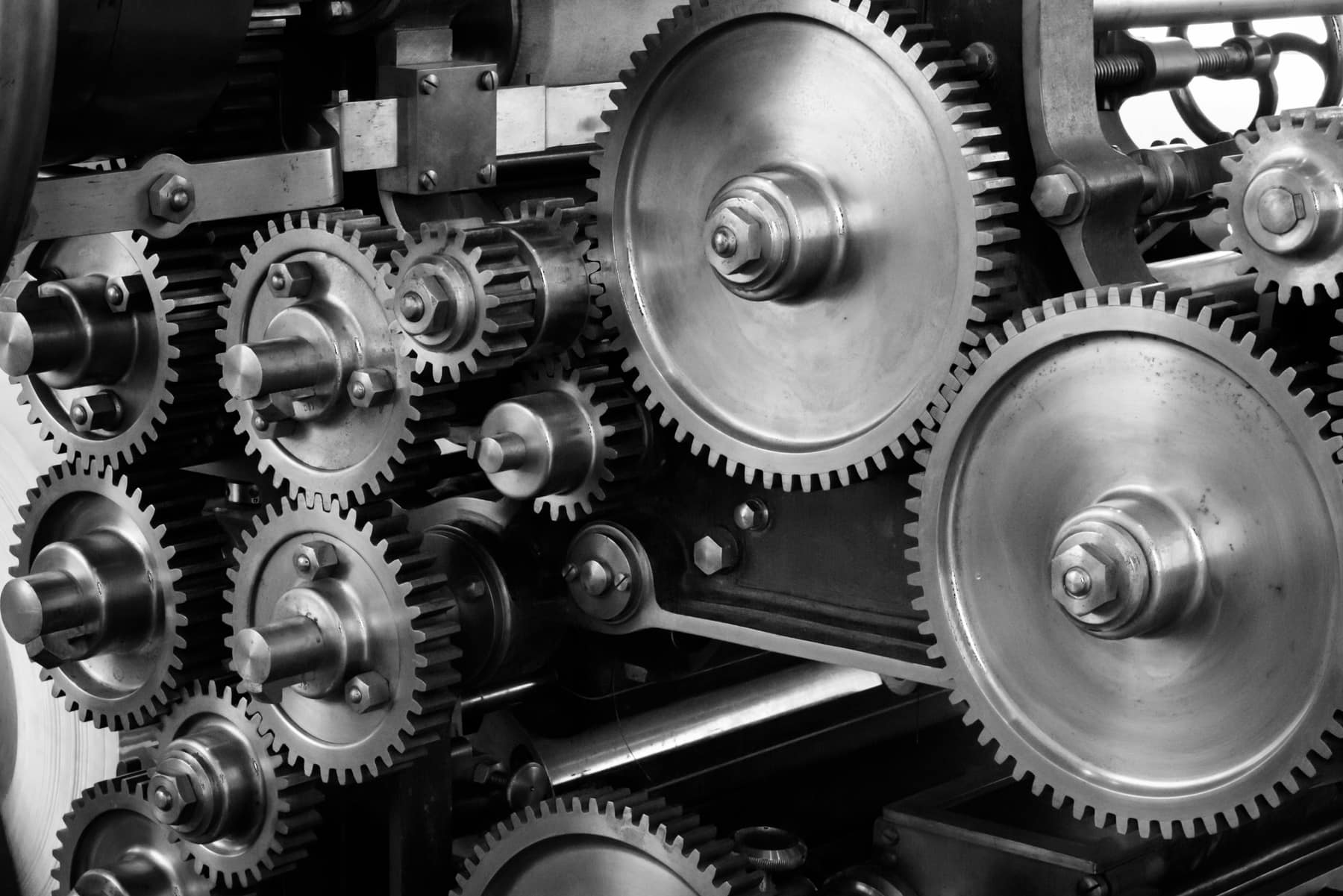 Tandwielen van een industriële machine
